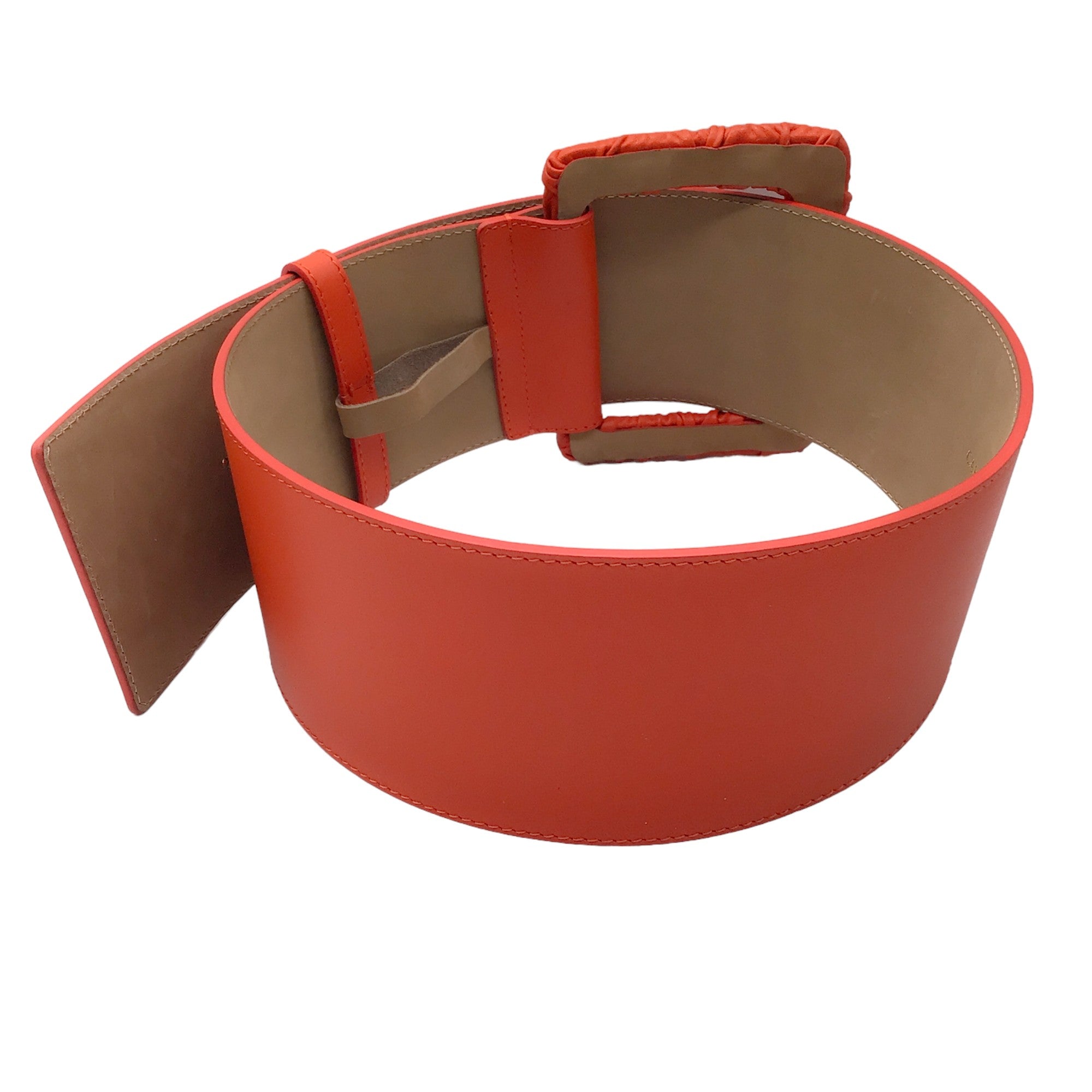 Carolina Herrera Orange Wide Leather Belt