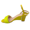 Load image into Gallery viewer, Fendi Yellow Bead Embellished Embossed Leather Wedge Sandals
