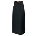 Load image into Gallery viewer, Valentino Black / Gold 2022 VLogo Chain Detail Wool Midi Skirt
