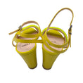 Load image into Gallery viewer, Fendi Yellow Bead Embellished Embossed Leather Wedge Sandals
