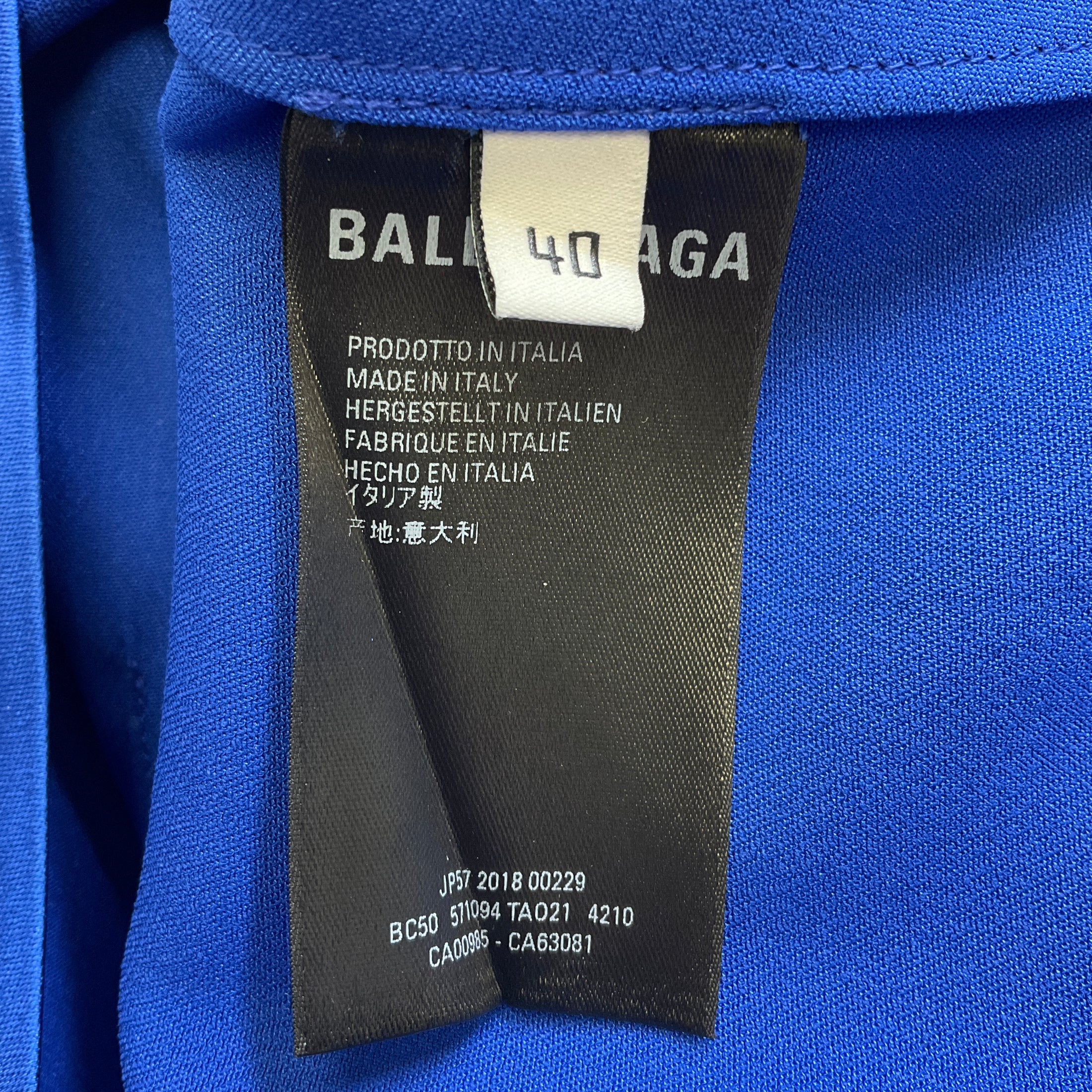 Balenciaga Blue 2018 Satin Blouse and Skirt Two-Piece Set