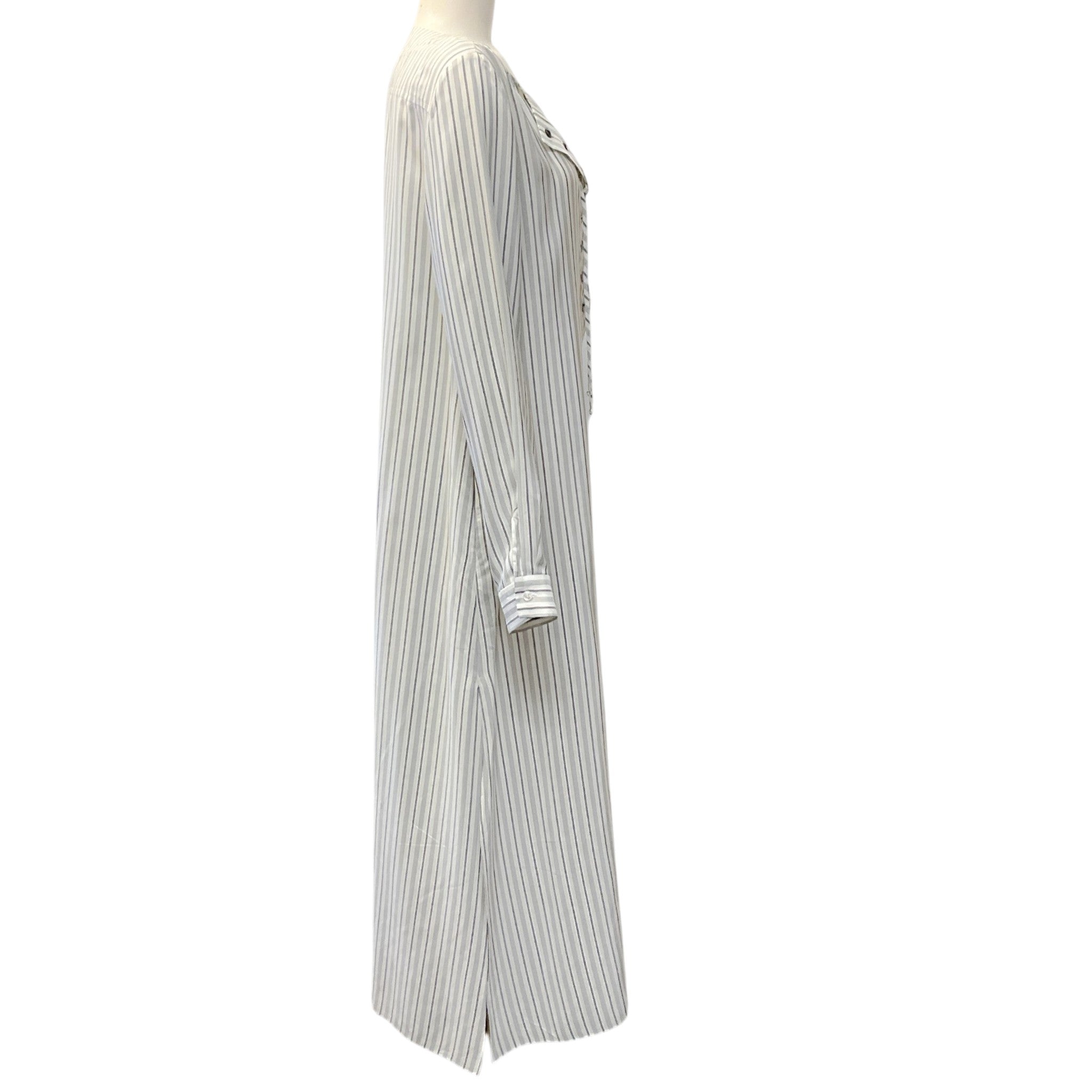 Carolina Herrera Ivory / Grey Pinstriped Kaftan Maxi Dress