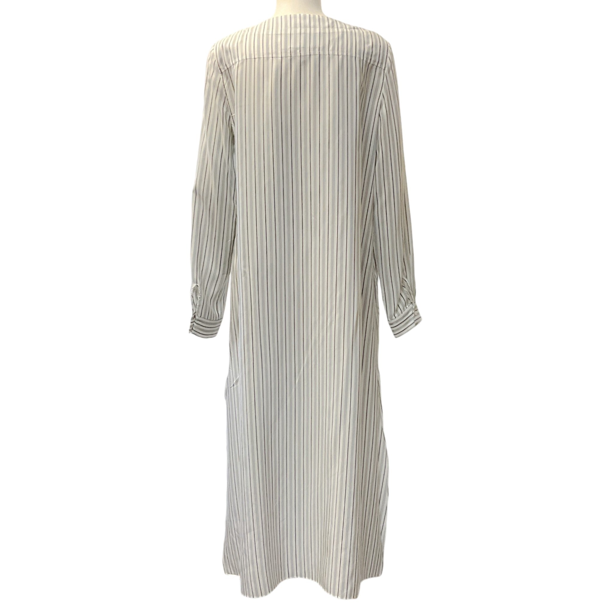 Carolina Herrera Ivory / Grey Pinstriped Kaftan Maxi Dress