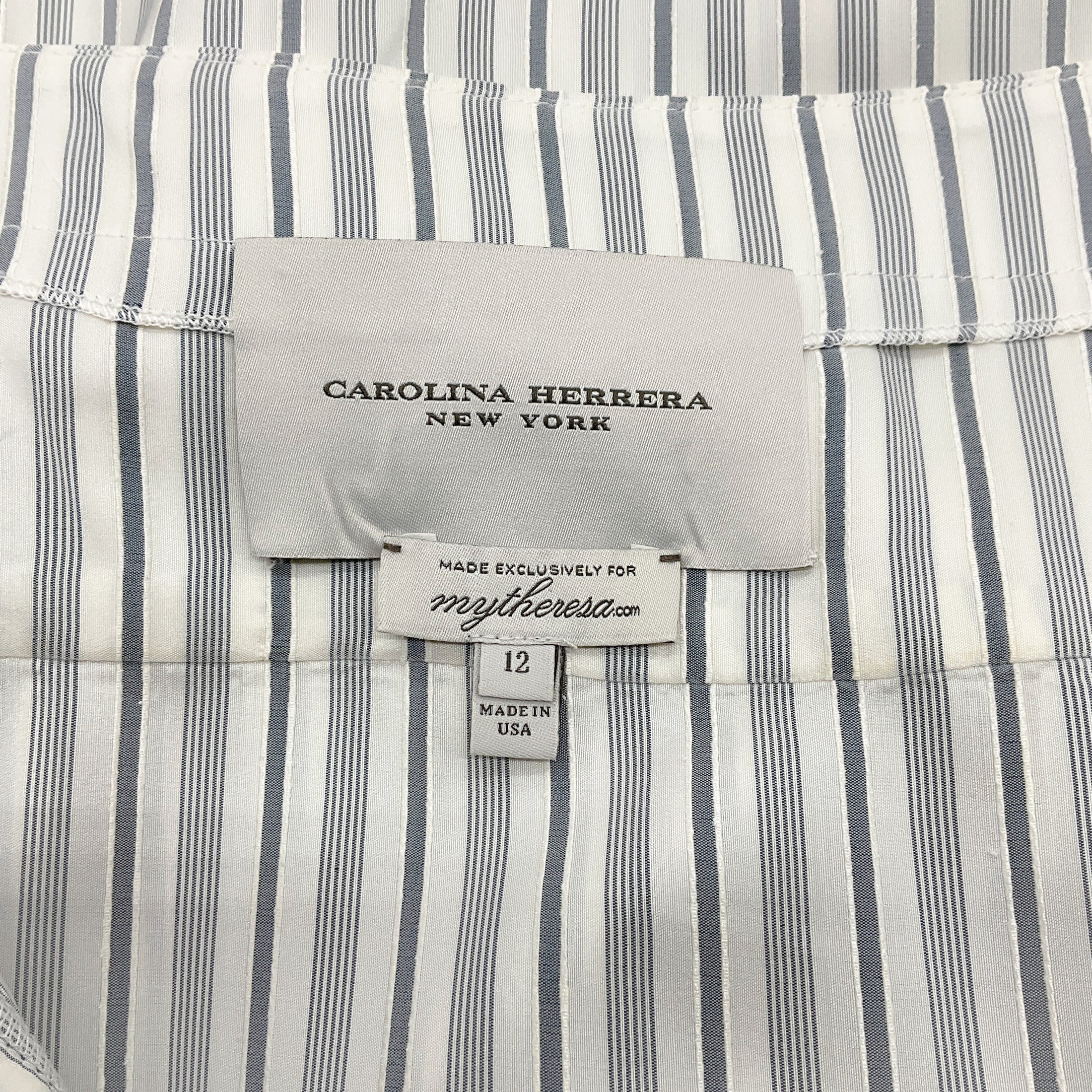 Carolina Herrera Ivory / Grey Pinstriped Kaftan Maxi Dress