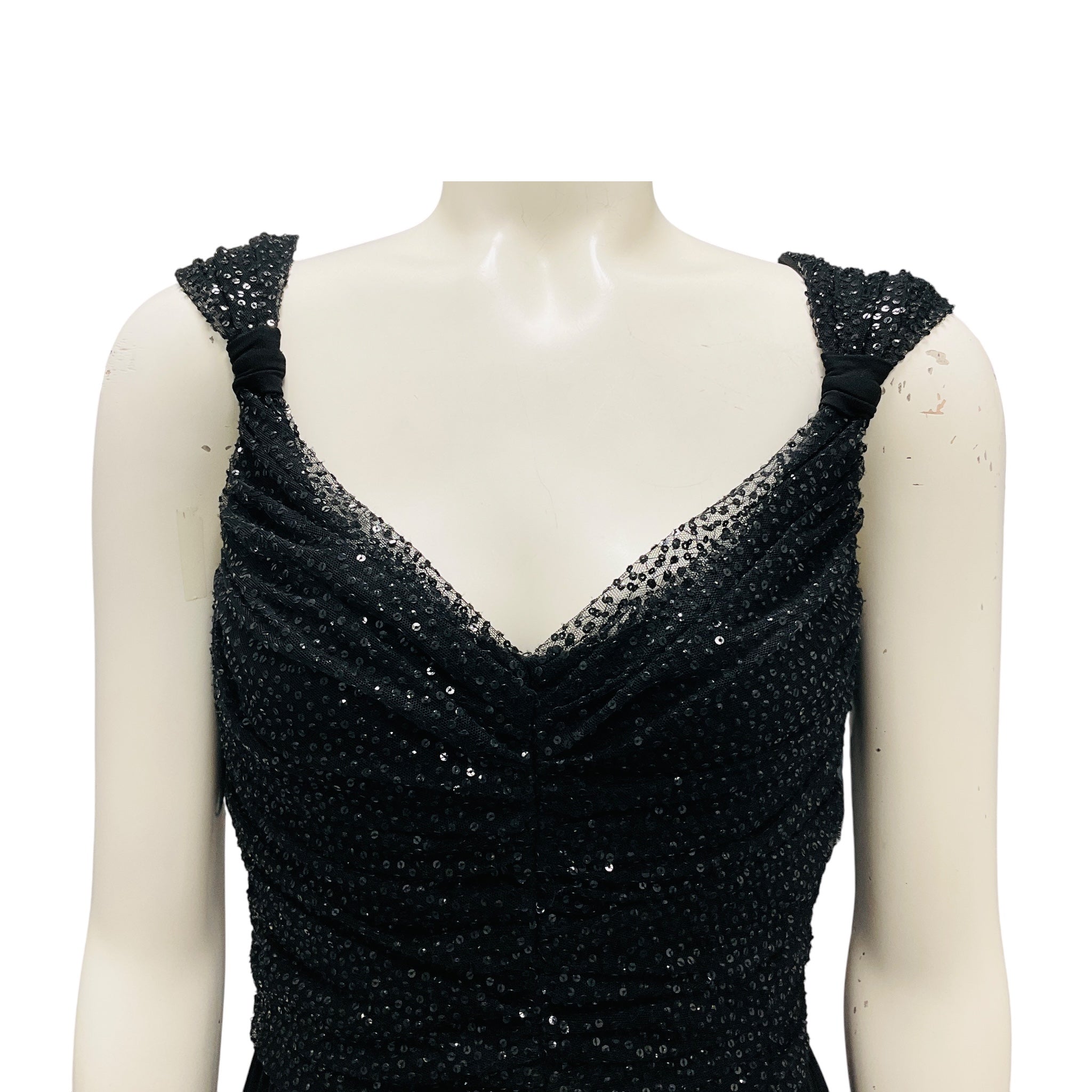 Michael Kors Black Sequined Maxi Cocktail Dress