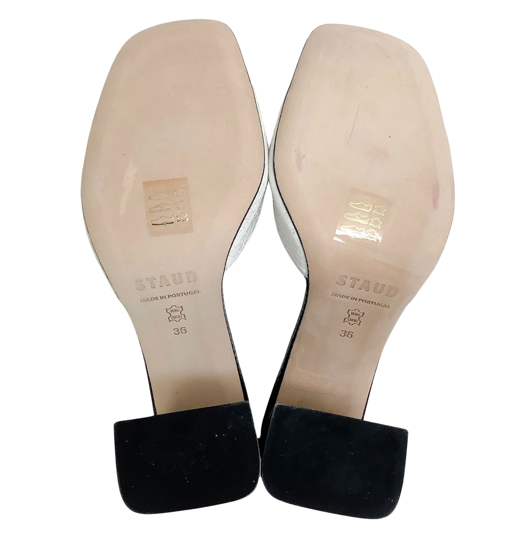 Staud Black / White Sloane Mule Sandals
