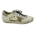 Load image into Gallery viewer, Golden Goose Deluxe Brand White / Grey Suede Trimmed Glitter Low Top Superstar Sneakers
