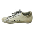 Load image into Gallery viewer, Golden Goose Deluxe Brand White / Grey Suede Trimmed Glitter Low Top Superstar Sneakers

