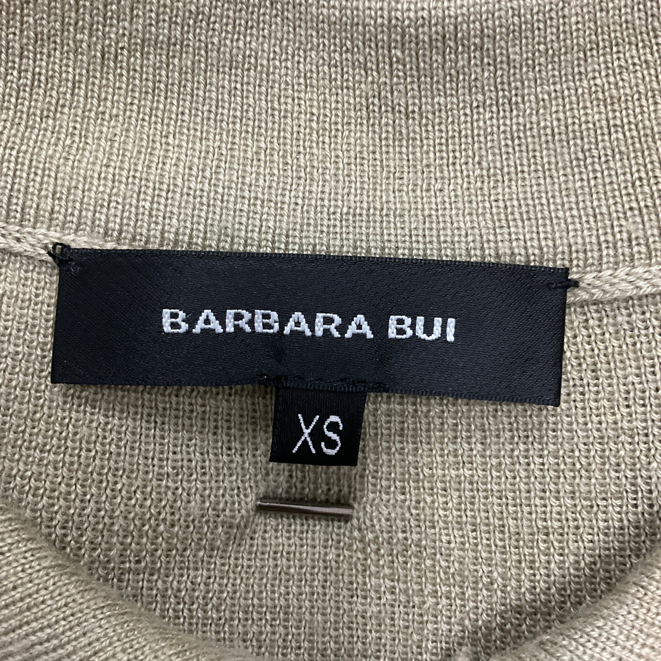 Barbara Bui Green Short Sleeved Collared Wool and Silk Knit Sweater