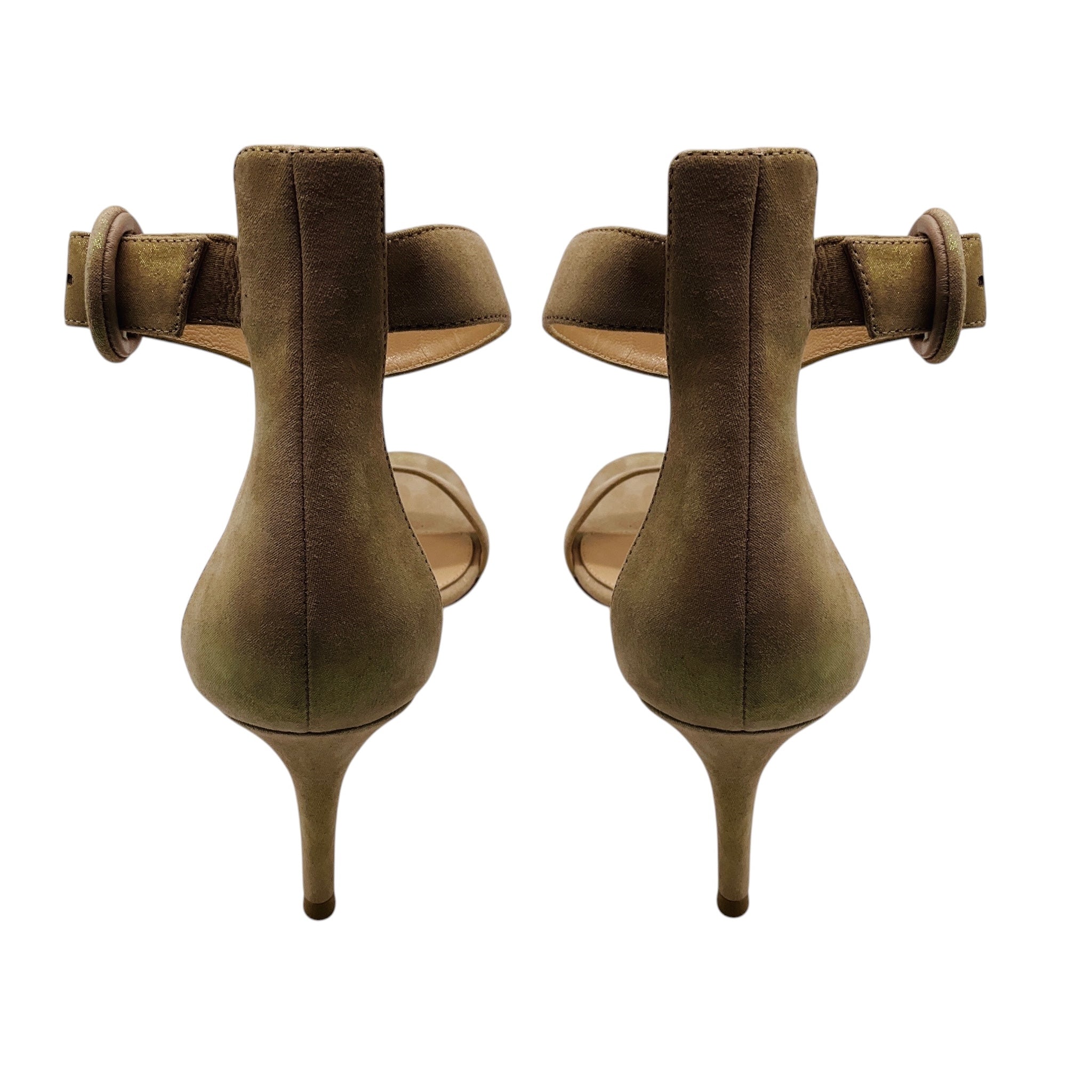 Gianvito Rossi Beige Iridescent Ankle Strap Sandals