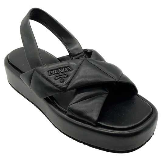 Prada Padded Nappa Leather Criss Cross Slingback Sandals
