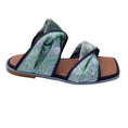 Load image into Gallery viewer, Antico Setificio Fiorentino Mint Green Velvet and Jacquard Flat Sandals
