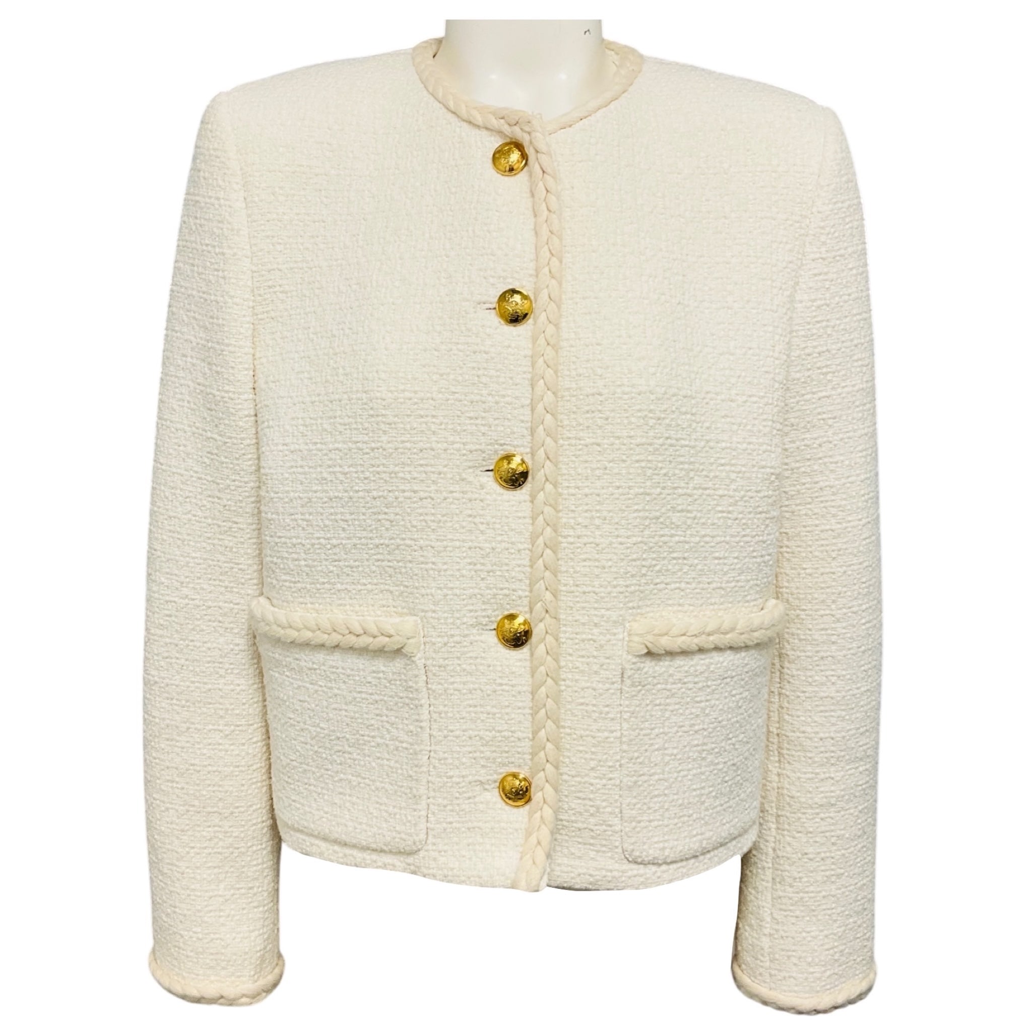 Nili Lotan Ivory Tweed Romy Cropped Jacket