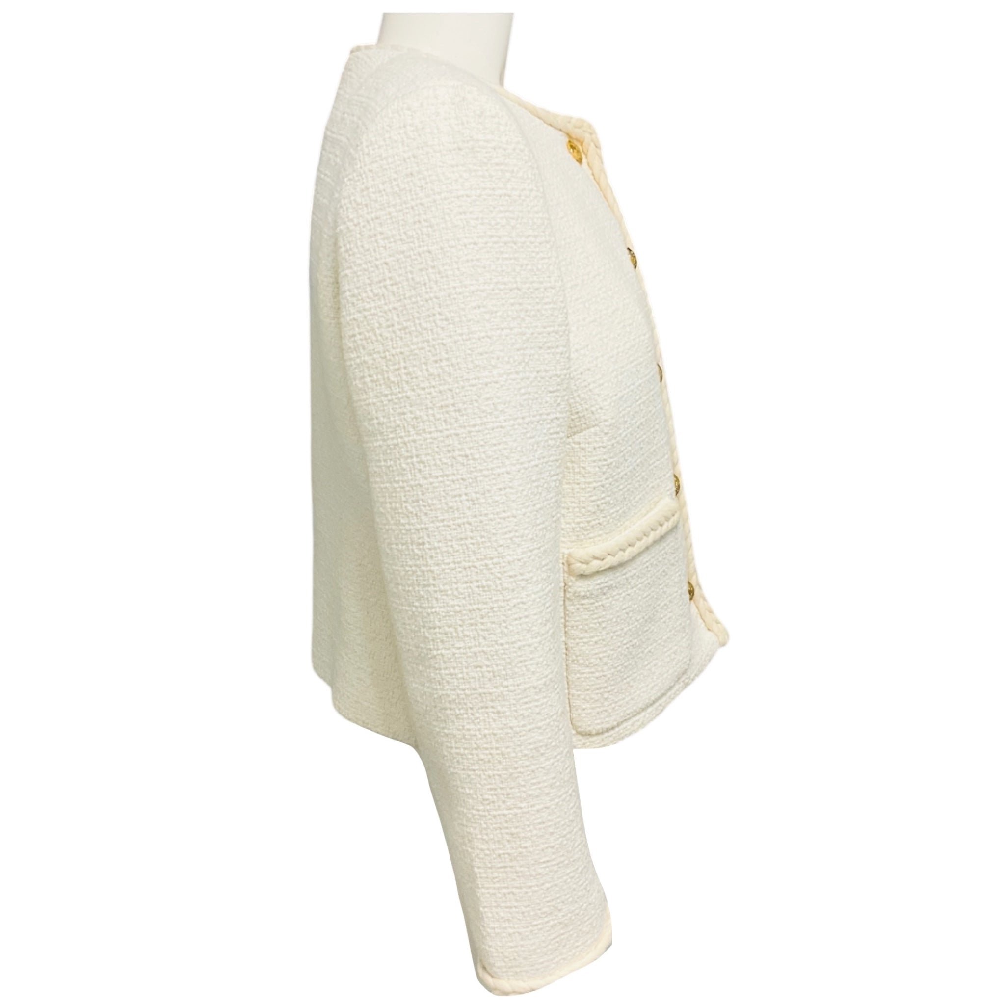 Nili Lotan Ivory Tweed Romy Cropped Jacket
