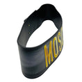 Load image into Gallery viewer, Moschino Black / Gold Logo Graphic Painted Genuine Leather Wide Belt
