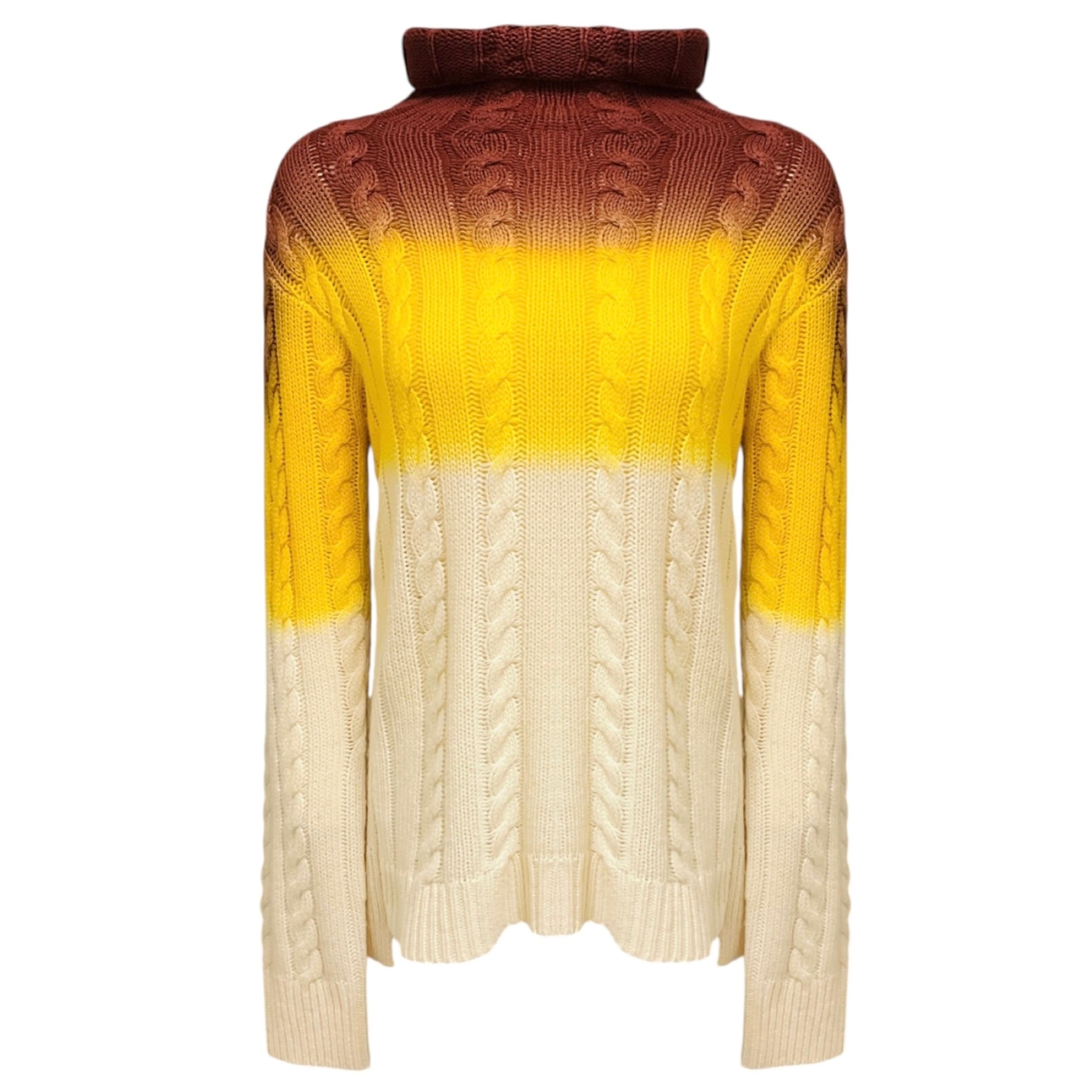 Sies Marjan Ivory / Yellow Multi Maren Printed Cable Turtleneck Sweater
