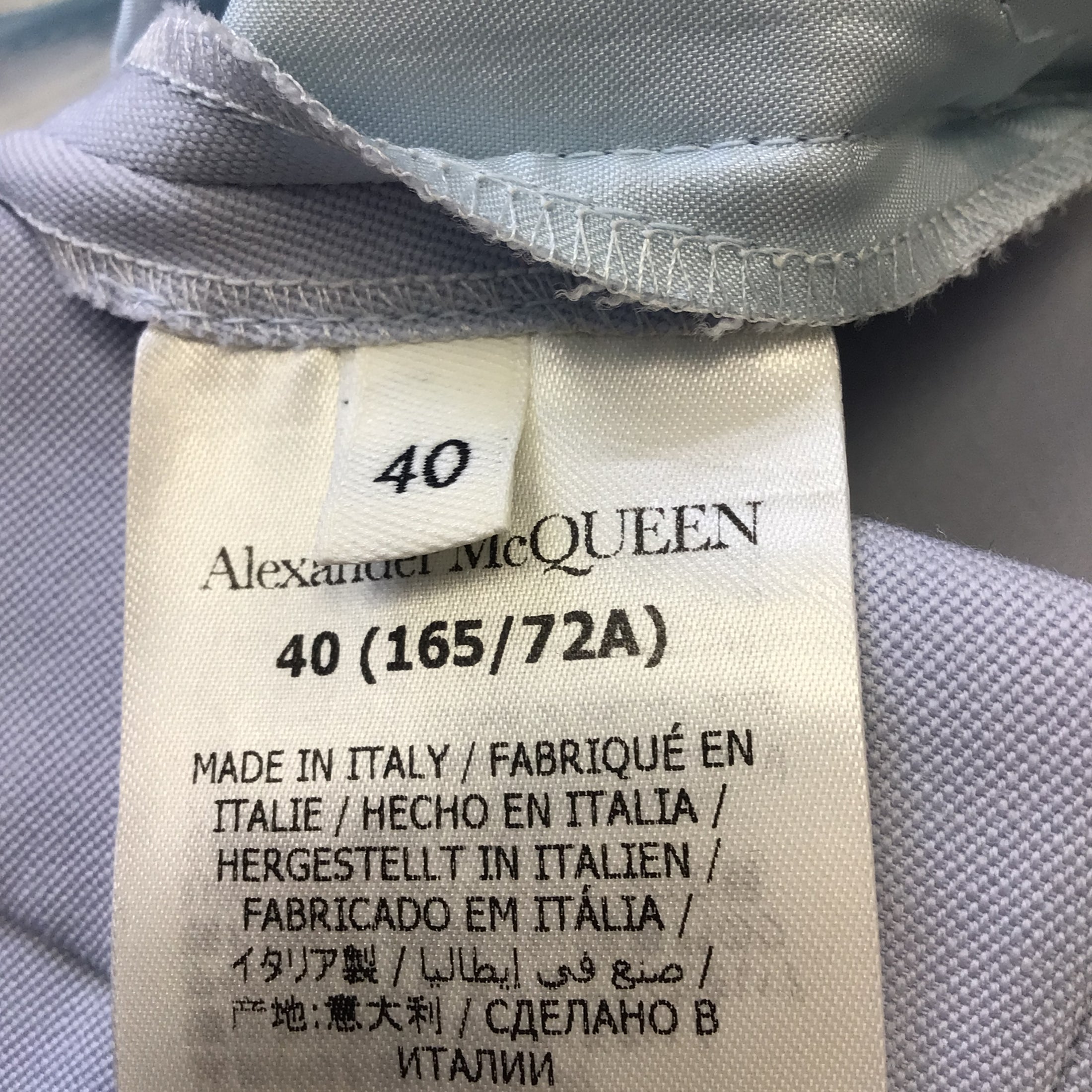 Alexander McQueen Light Blue 2022 Tapered Leg Wool Pants / Trousers