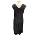 Load image into Gallery viewer, Oscar de la Renta Charcoal Grey 2012 Metallic Crinkled Dress
