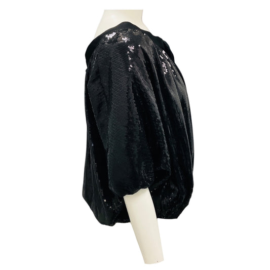 Lanvin Black Sequin Embellished Zip Front Top