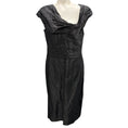 Load image into Gallery viewer, Oscar de la Renta Charcoal Grey 2012 Metallic Crinkled Dress
