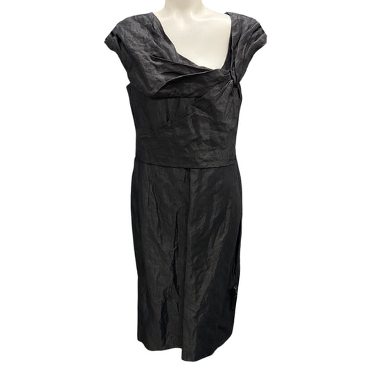 Oscar de la Renta Charcoal Grey 2012 Metallic Crinkled Dress