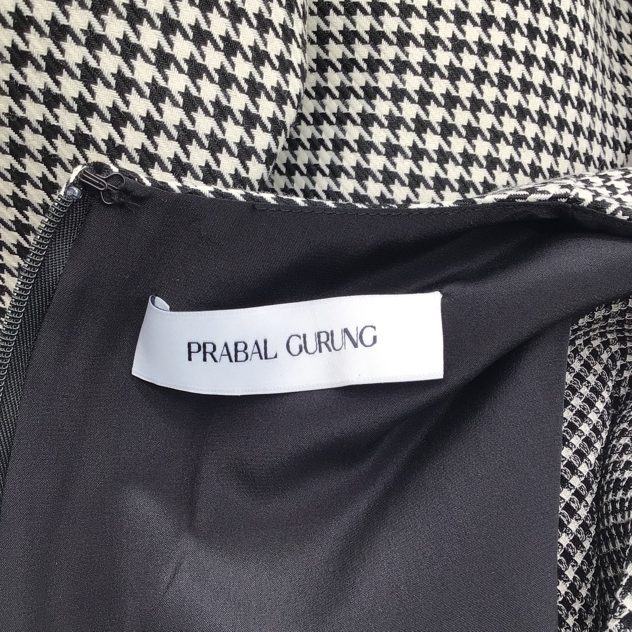 Prabal Gurung Black / White Short Sleeved Houndstooth Print Dress