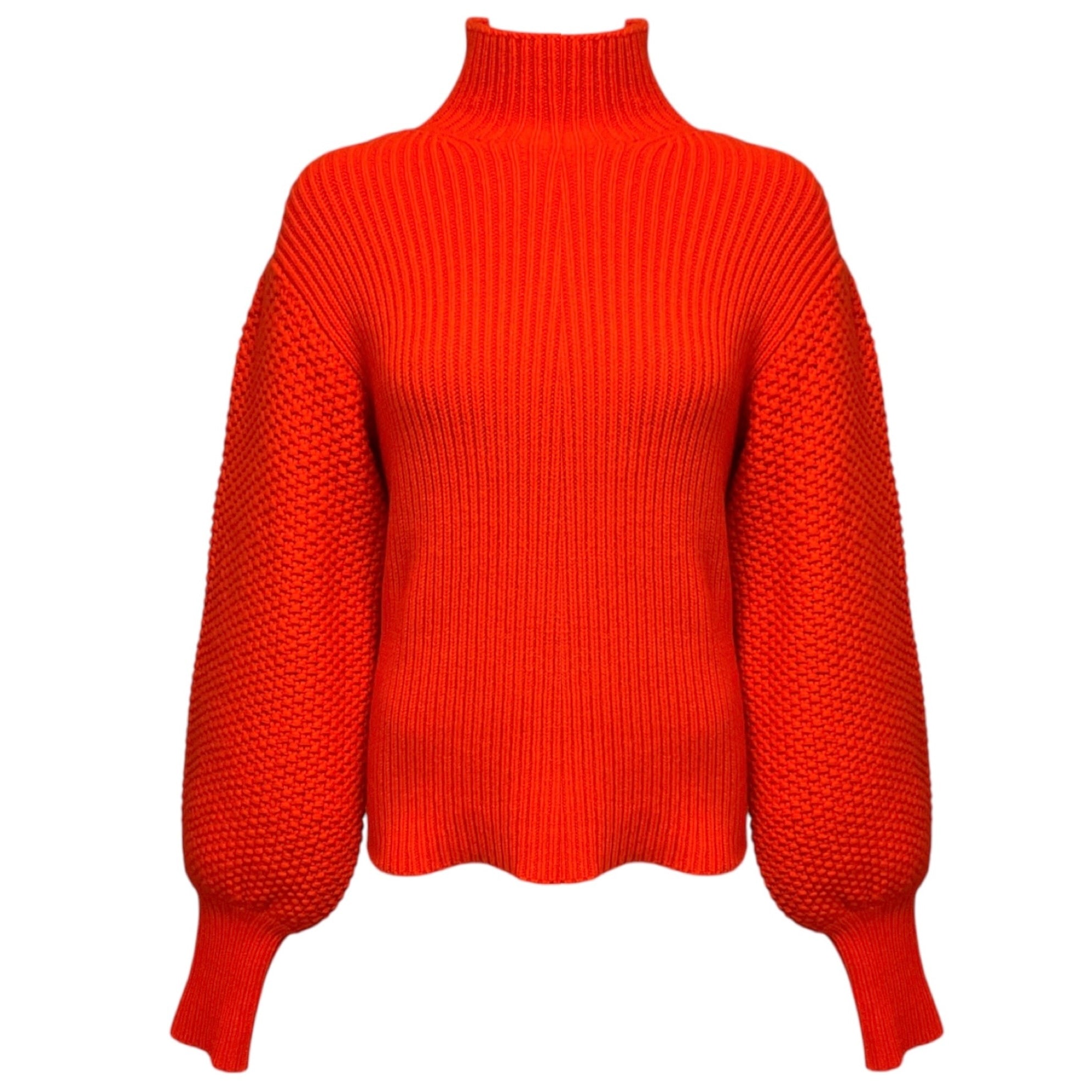 Chloe Rising Red Wool and Cashmere Knit Turtleneck Sweater