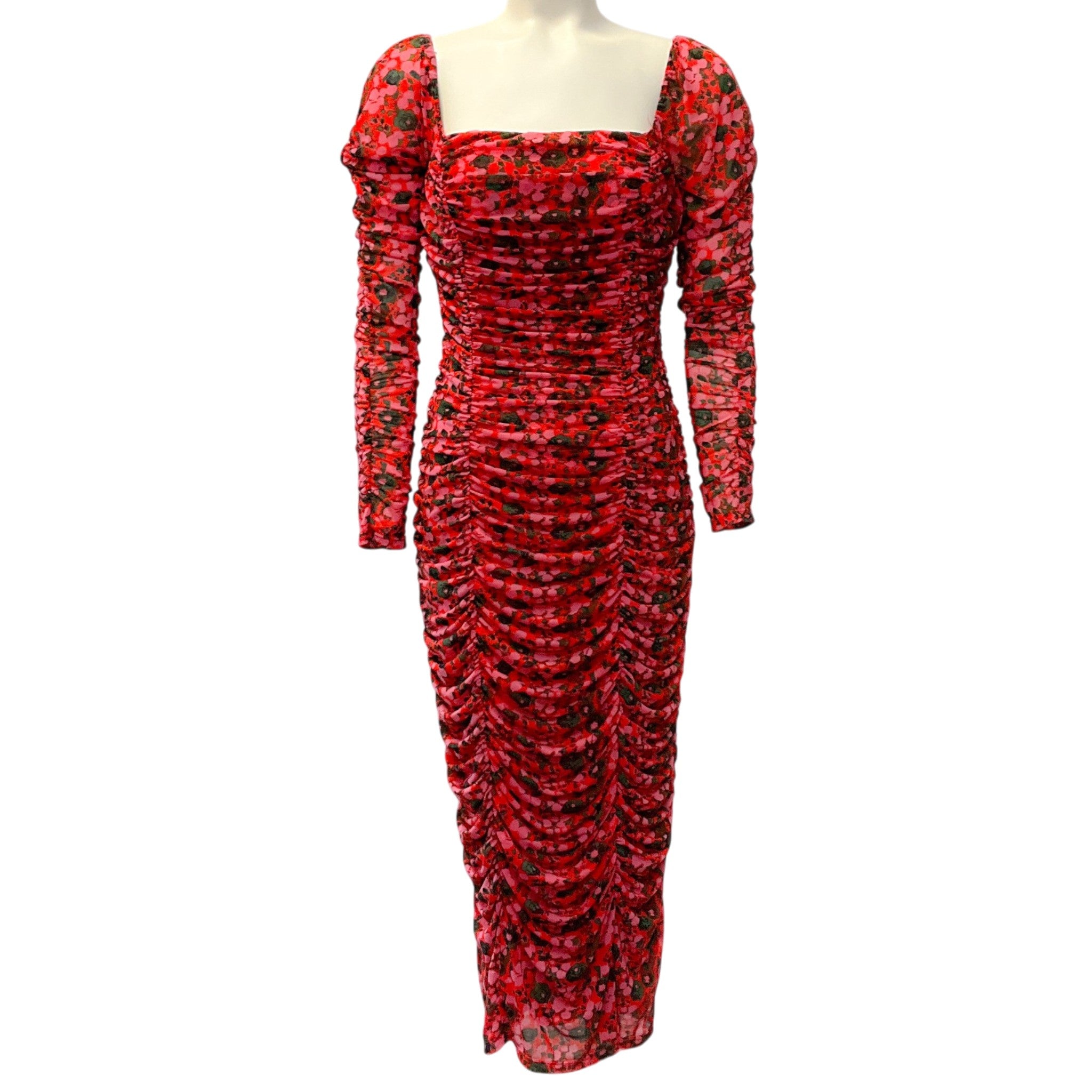 Rhode Flora Splash Simona Ruched Midi Dress
