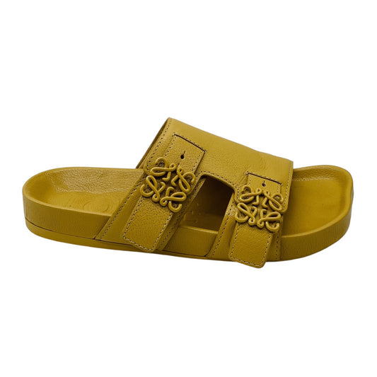 Loewe Sand Beige Ease Logo Buckle Strap Calf Leather Slide Sandals