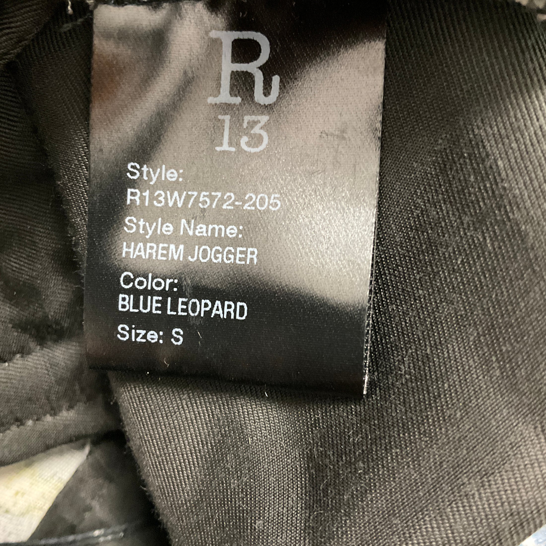 R13 Blue Leopard Harem Jogger