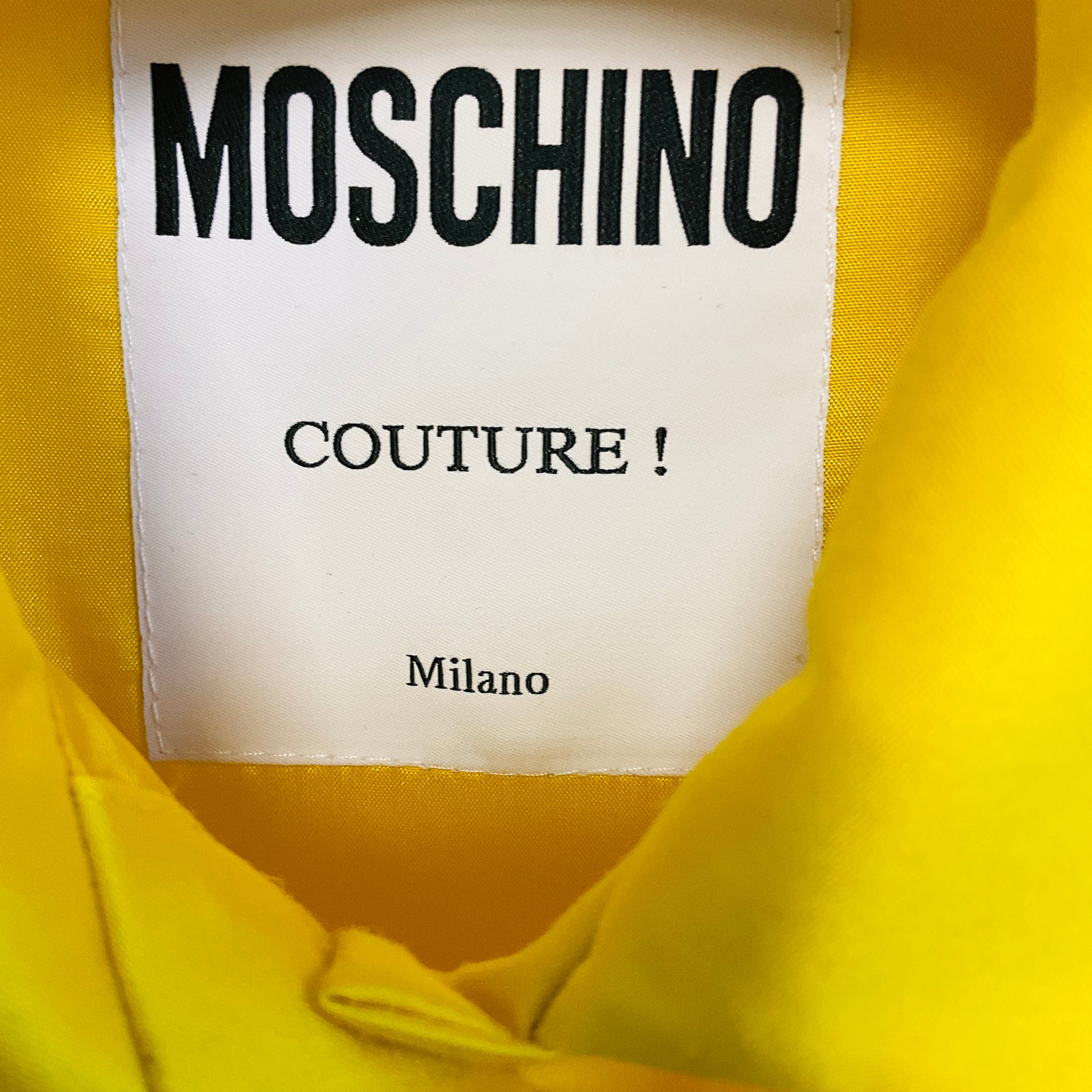Moschino Couture Yellow / White Sleeveless Button Down Cotton Midi Dress
