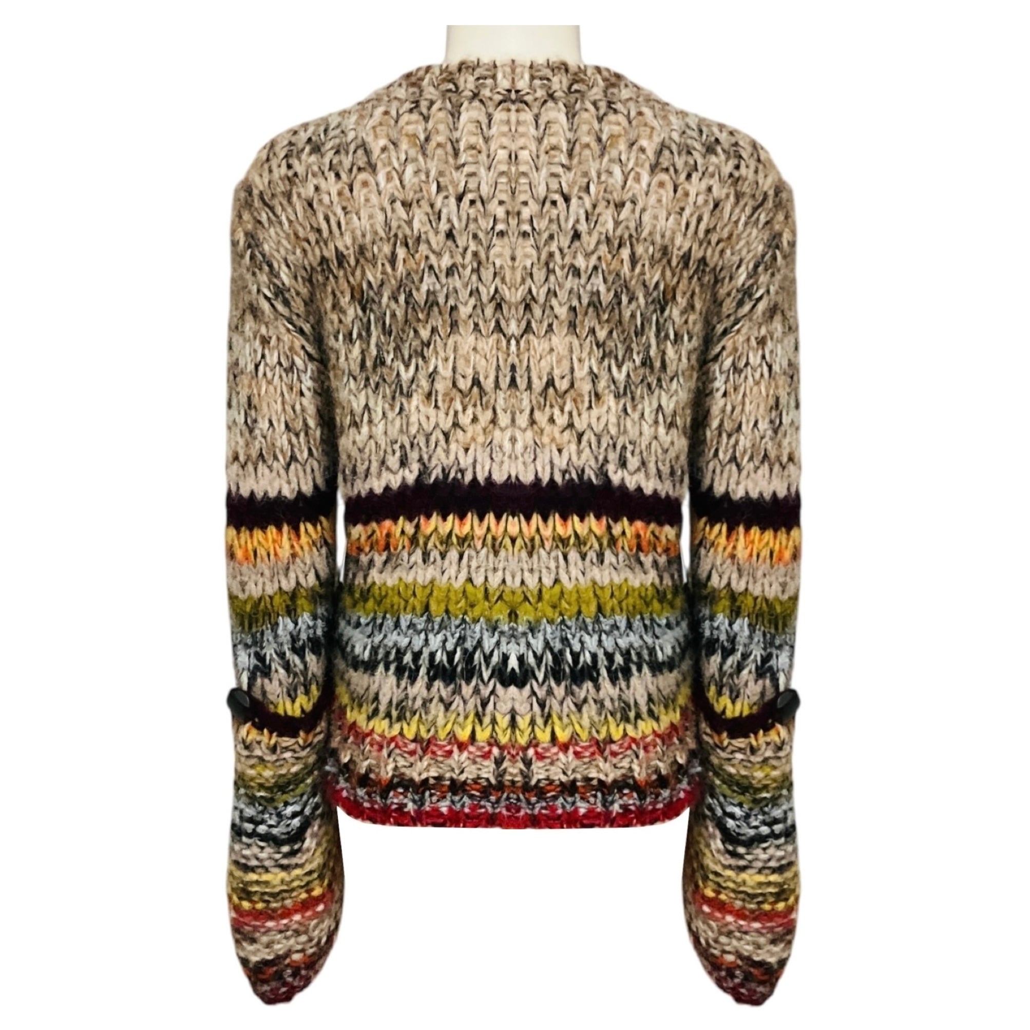 Stella McCartney Beige Multi Striped Alpaca and Wool Knit Pullover Sweater