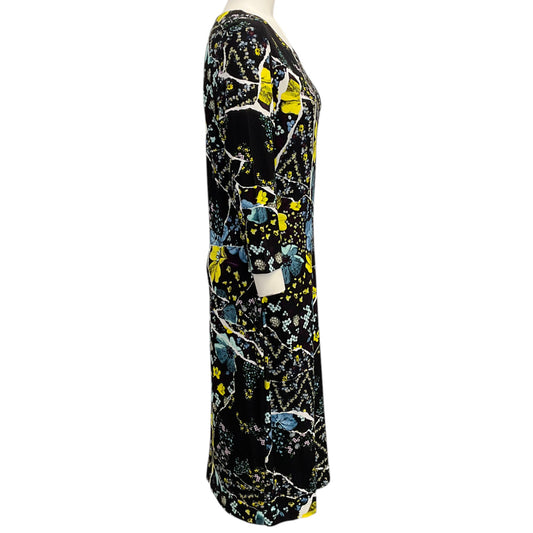 Erdem Black Multi Floral Print Jersey Allegra Midi Dress