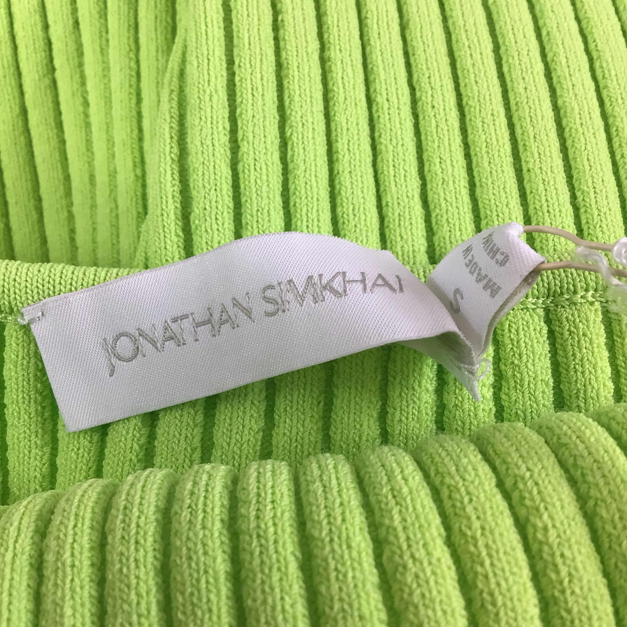 Jonathan Simkhai Lime Green Sleeveless Viscose Knit Loren Dress
