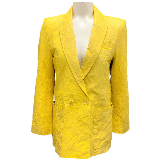 Zadig & Voltaire Light Yellow Visko Crinkled Leather Blazer