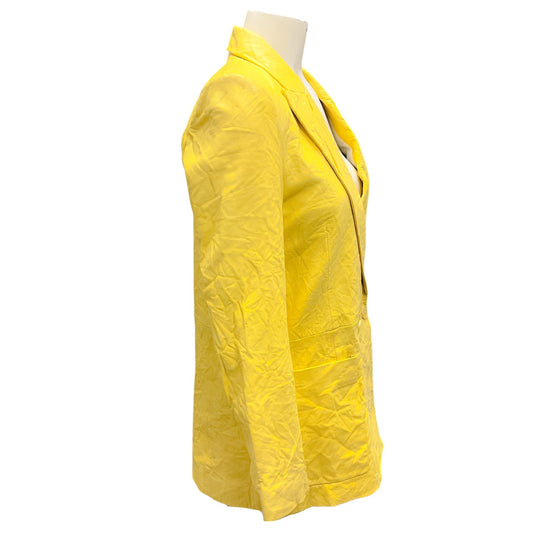 Zadig & Voltaire Light Yellow Visko Crinkled Leather Blazer