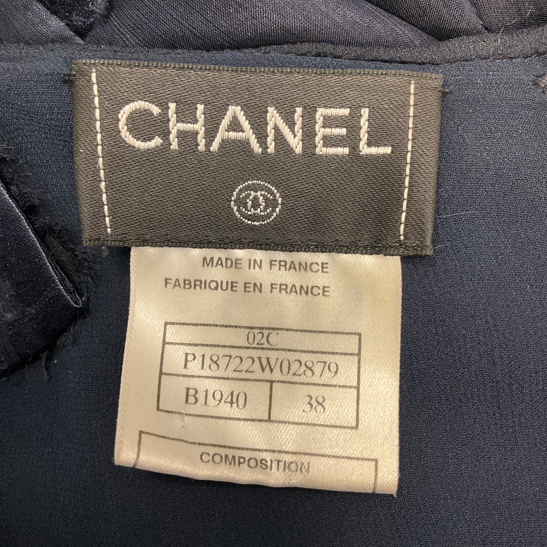 Chanel Navy Blue Vintage 2002 Silk Chiffon Maxi Cocktail Dress