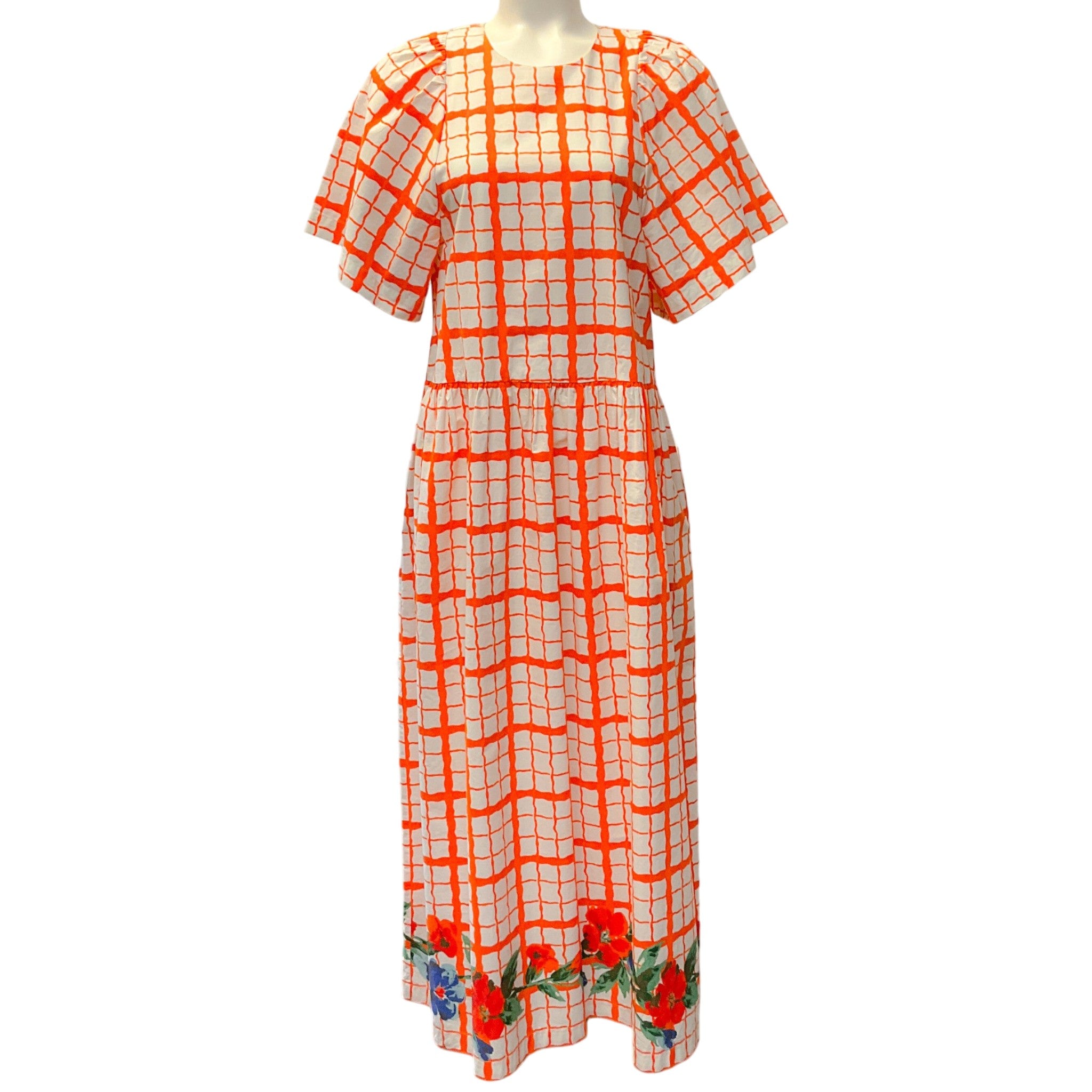 Rhode Orange / White Cotton Ravello Claude Midi Dress
