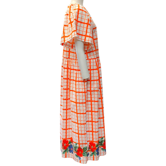 Rhode Orange / White Cotton Ravello Claude Midi Dress