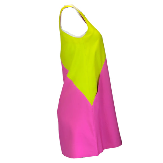 Lisa Perry Lime Green / Hot Pink Sleeveless Colorblock Dress
