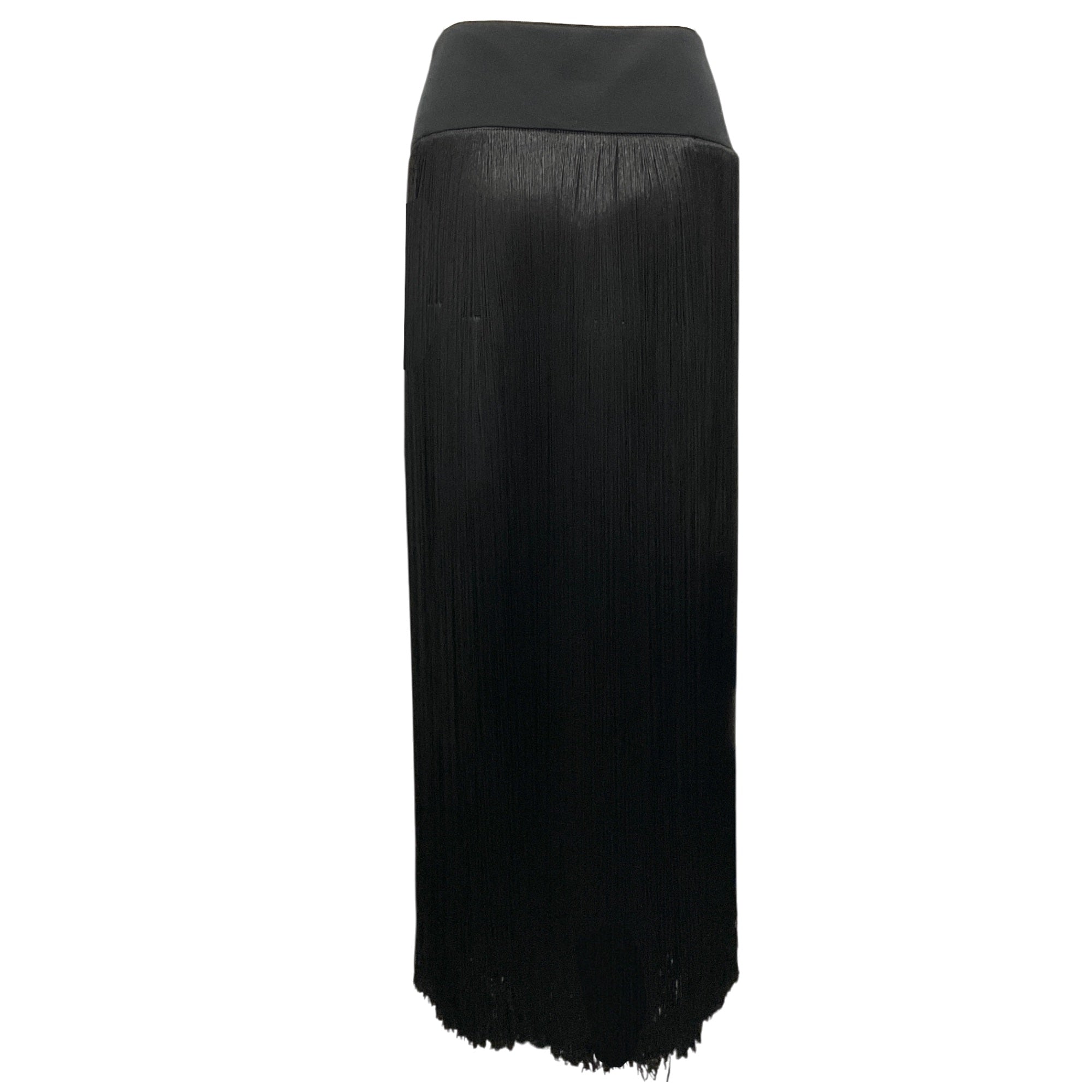 Lafayette 148 New York Black Fringed Silk Maxi Skirt