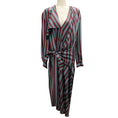 Load image into Gallery viewer, Maison Rabih Kayrouz Burgundy / Purple / Green Multi Striped Maxi Dress
