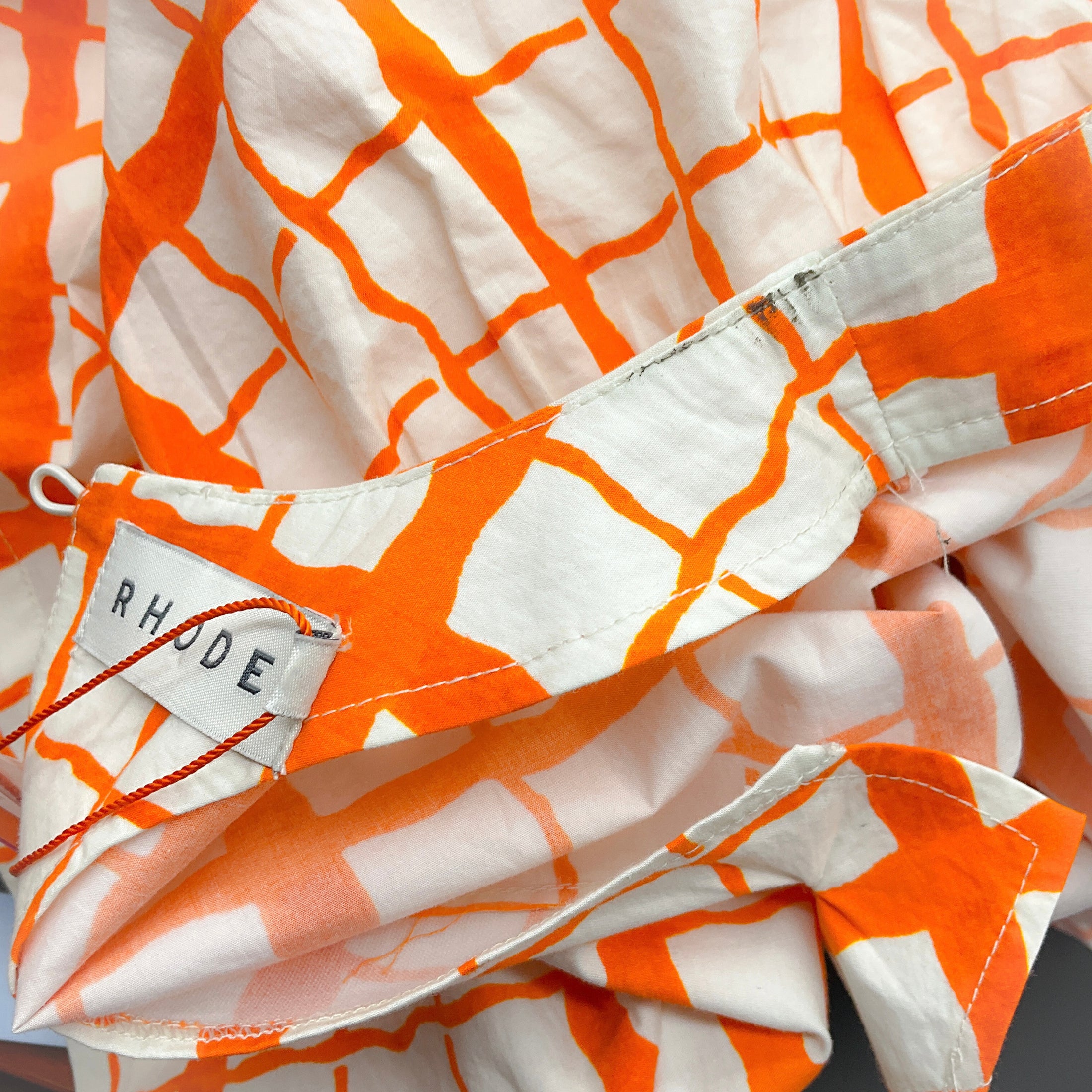 Rhode Orange / White Cotton Ravello Claude Midi Dress