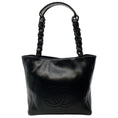 Load image into Gallery viewer, Chanel Black Leather Small Deca Coco Mark Tote with Bakelite Chain Handles

