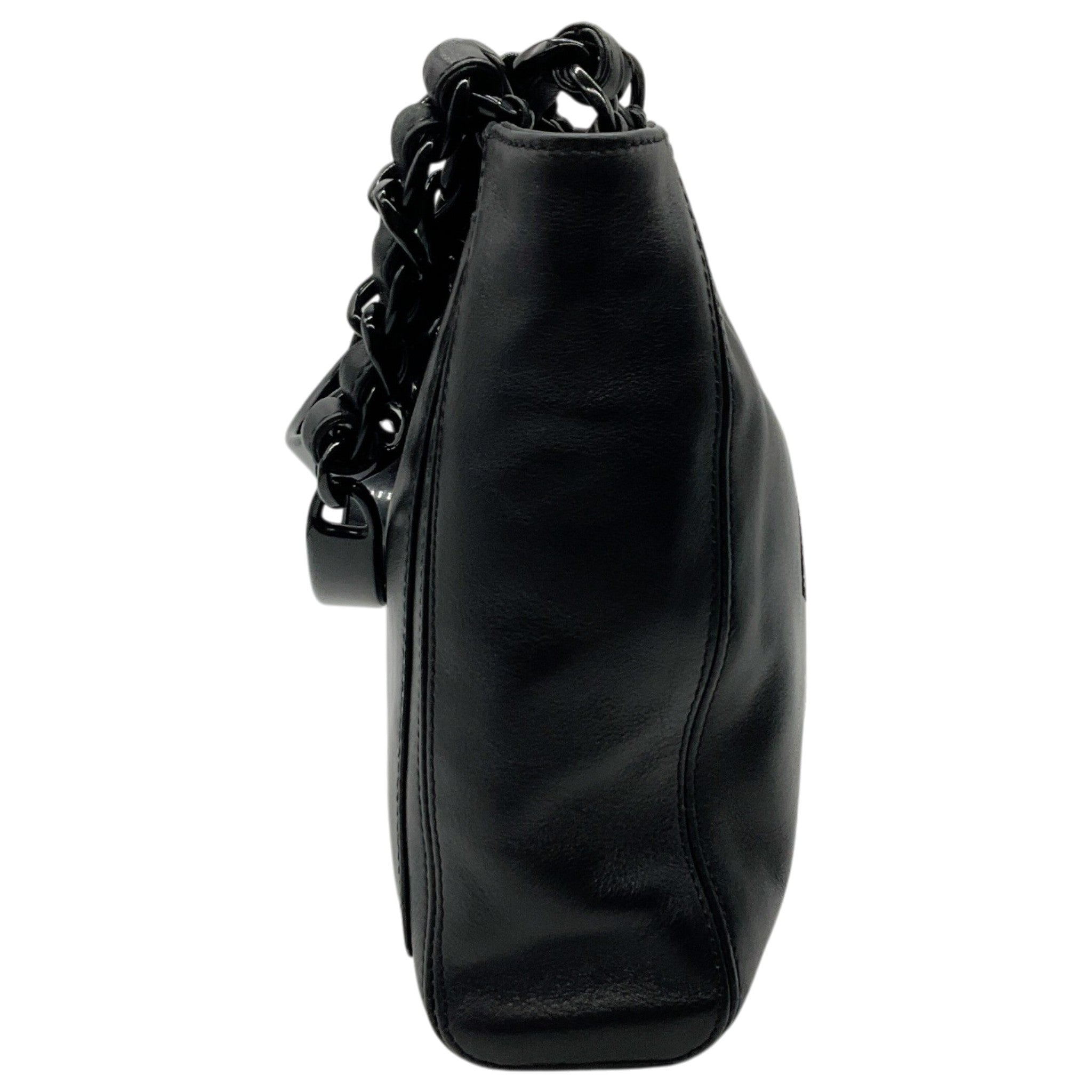 Chanel Black Leather Small Deca Coco Mark Tote with Bakelite Chain Handles