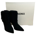Load image into Gallery viewer, L'Agence Black Suede Mathilde Fringe Ankle Booties
