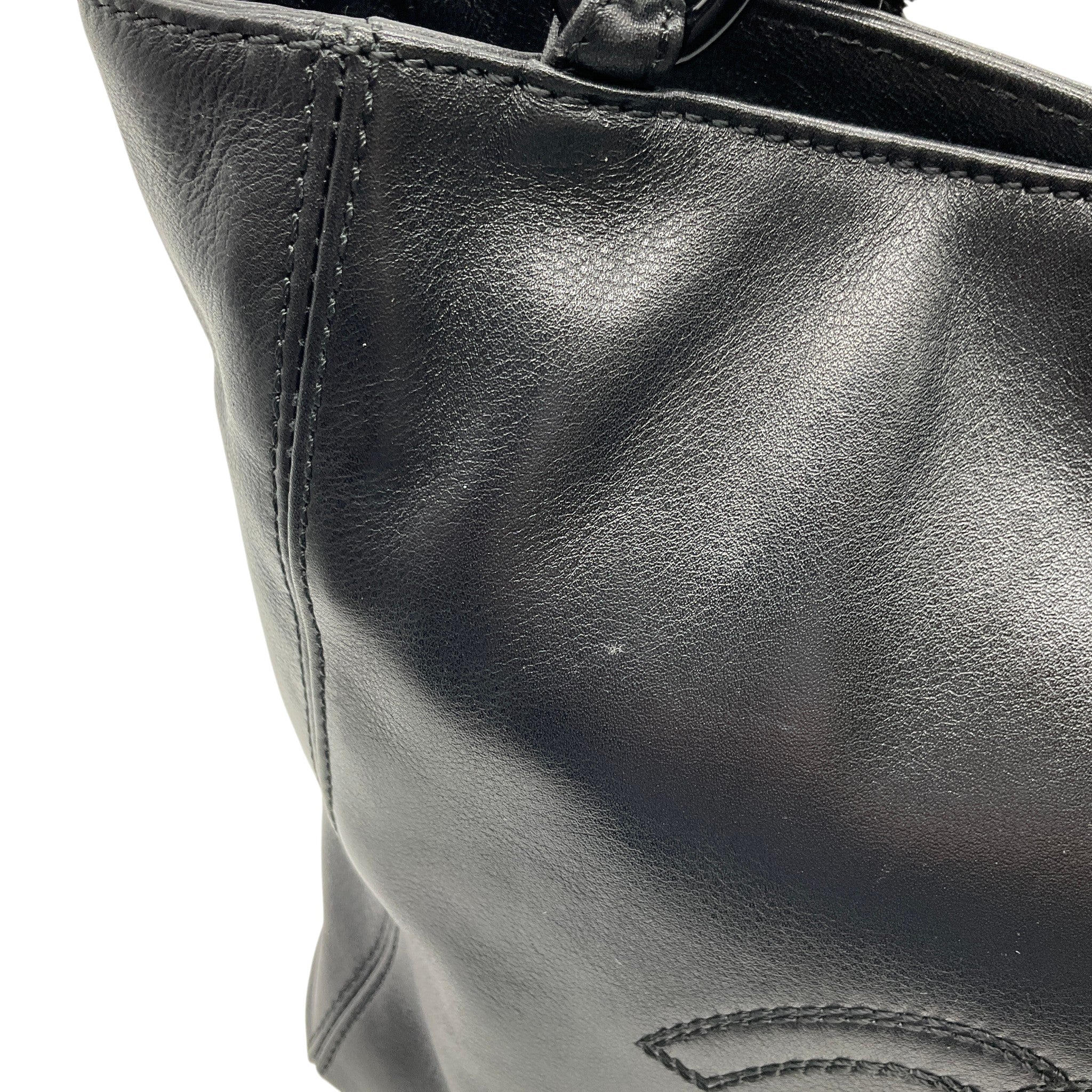 Chanel Black Leather Small Deca Coco Mark Tote with Bakelite Chain Handles