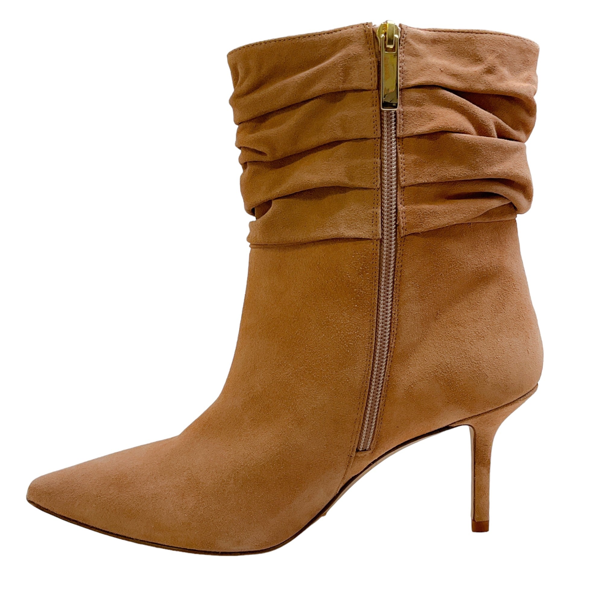 L'Agence Beige Suede Florine Slouch Booties