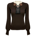 Load image into Gallery viewer, Gucci Brown Embellished Wool Knit Sweater with Tassel Detail
