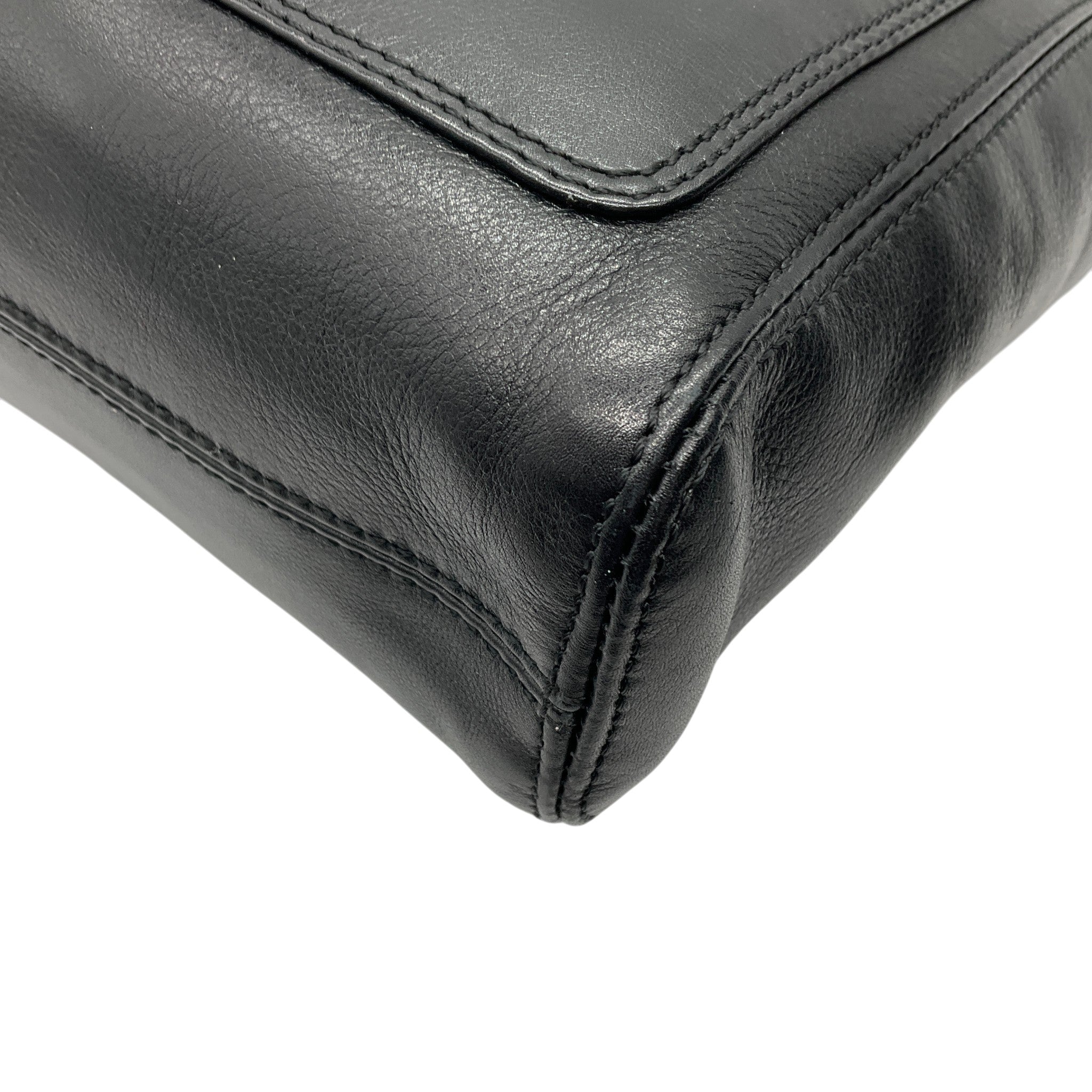Chanel Black Leather Small Deca Coco Mark Tote with Bakelite Chain Handles